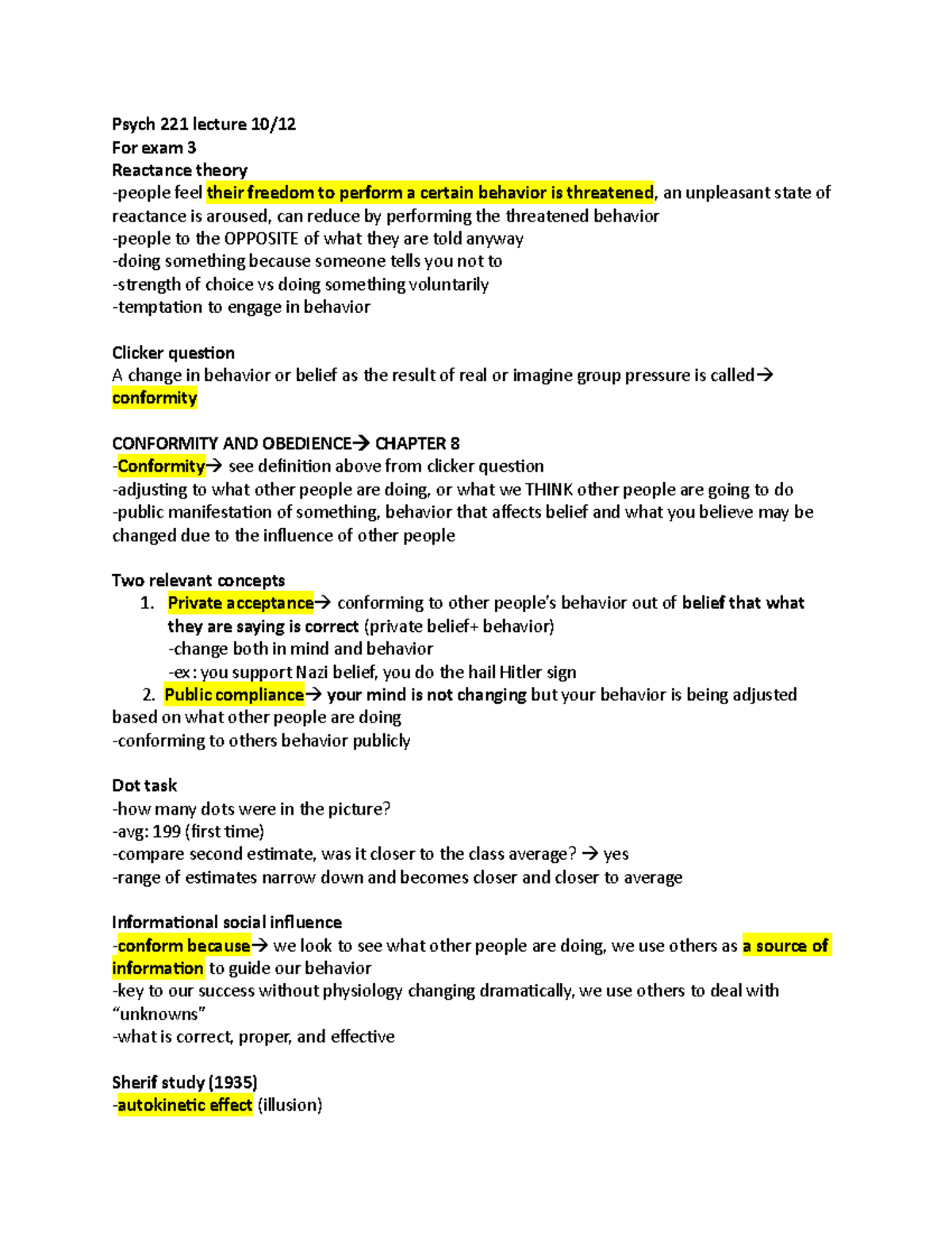 Psych 221 Lecture 10:12 - Psych 221 Lecture 10/ For Exam 3 Reactance ...