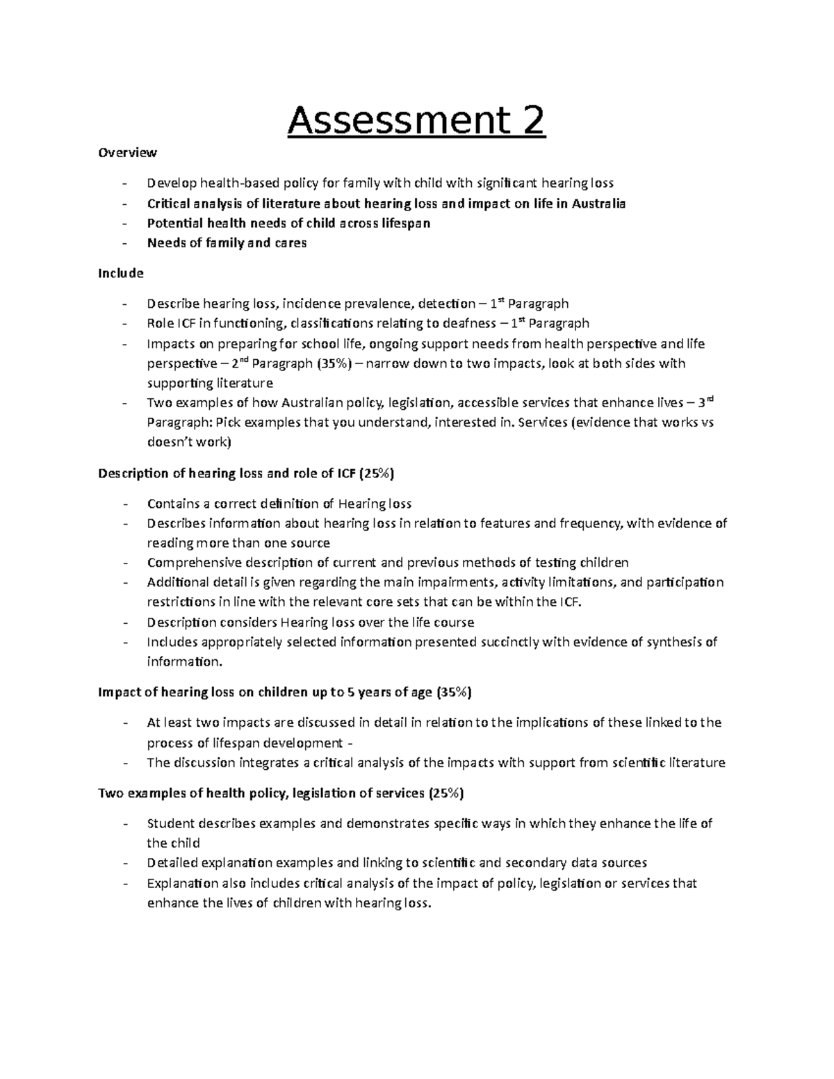 Assessment 2 HSBH - Assesment 2 - Assessment 2 Overview - Develop ...