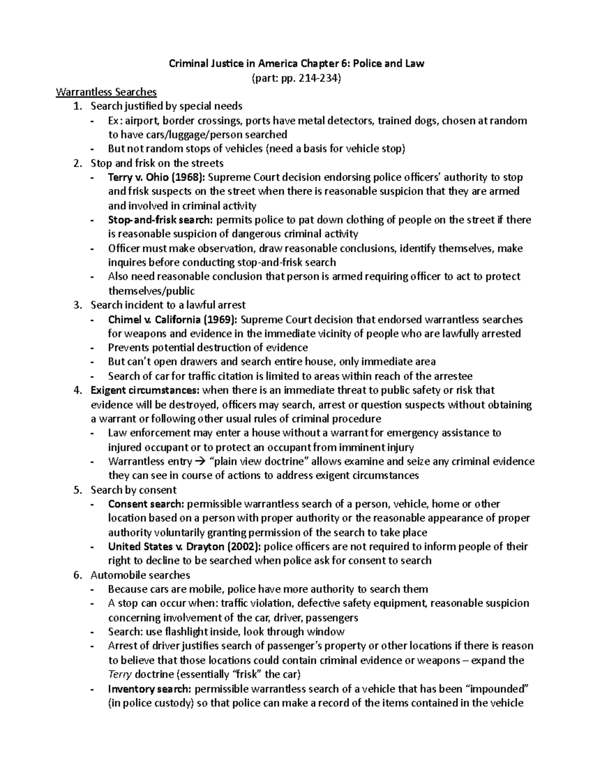 Criminal Justice in America Chapter 6 Police and Law - 214-234 ...