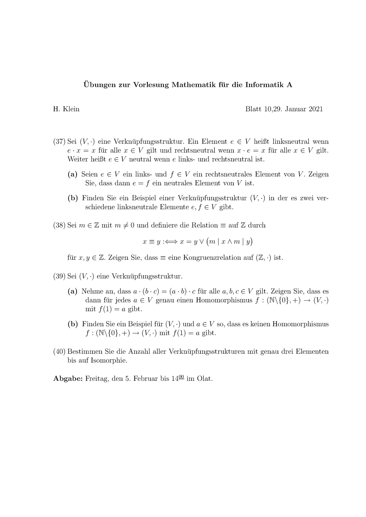 Serie 10 - Übungen Zu Dem Modul Wintersemester - ̈ Ubungen Zur ...