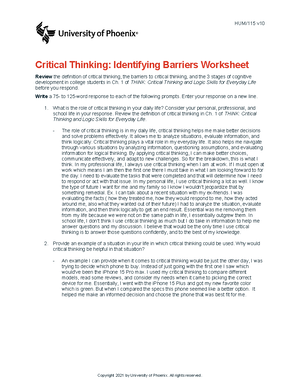 critical thinking overcoming barriers matrix university of phoenix