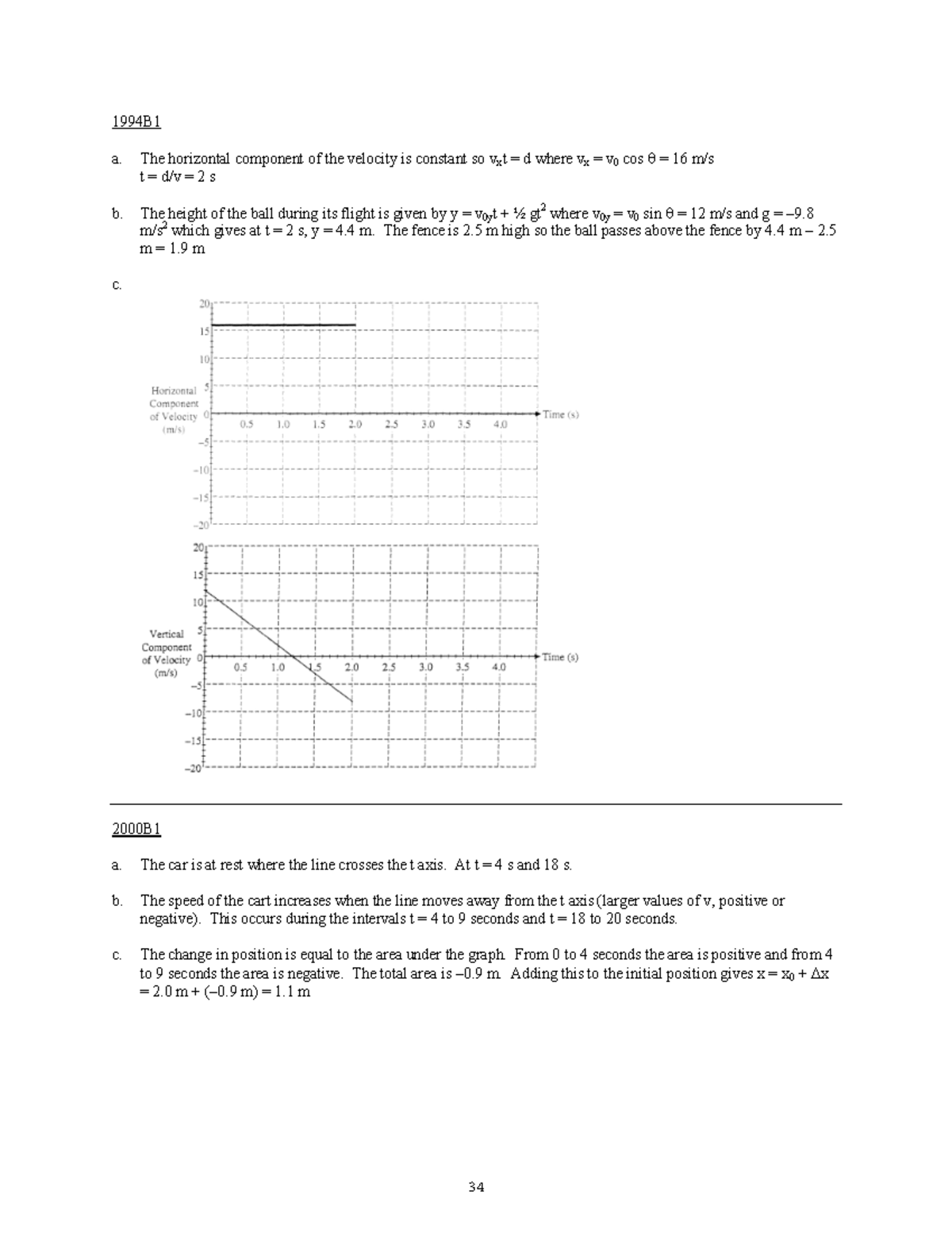 Worksheet physics 1 #4 - 1994B a. The horizontal component of the ...