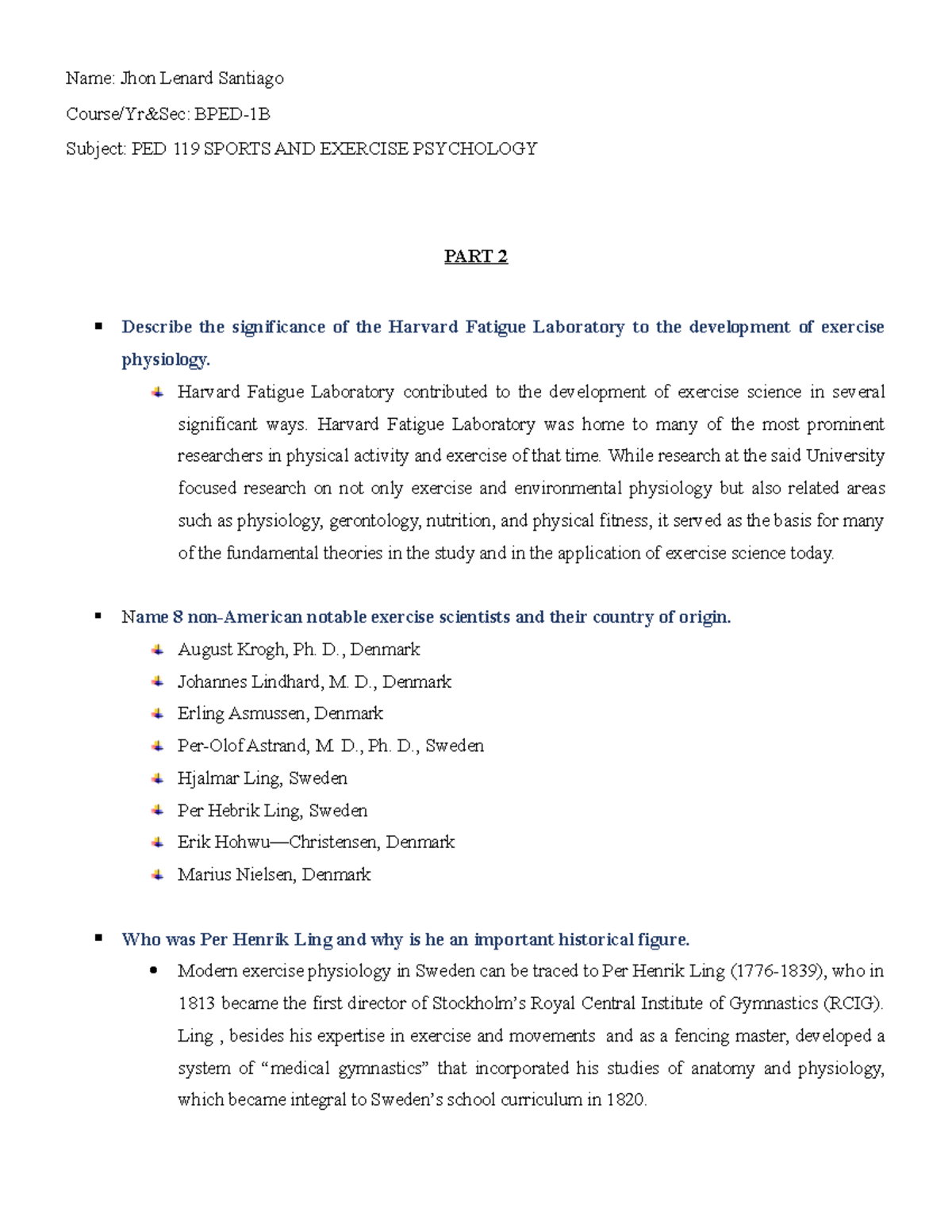 PED 119 (PART 2) - Essays - Name: Jhon Lenard Santiago Course/Yr&Sec ...