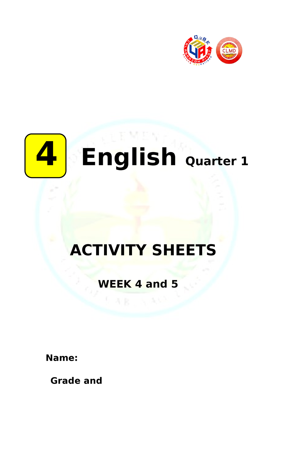 English 4 Activity Sheets OCT. 1-12 - 4 English Quarter 1 WEEK 4 And 5 ...