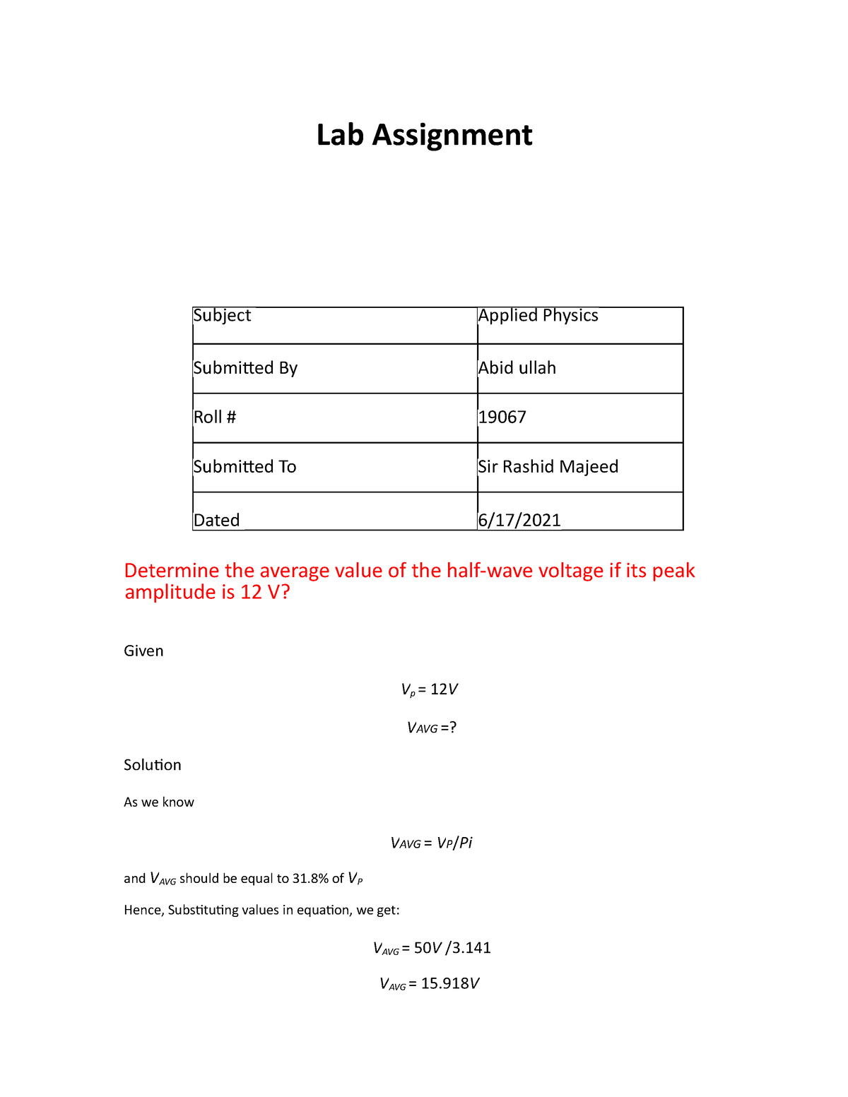 assignment in labs