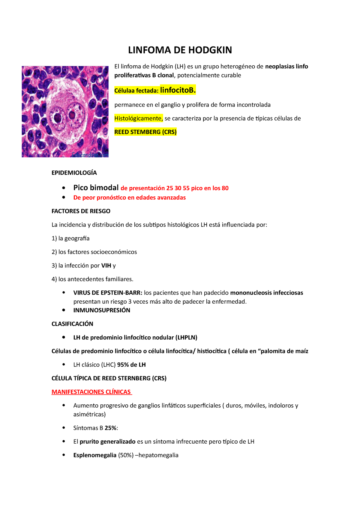 Hemato Semana 12 - Resumen De Los Linfomas Diagnostico Y Tratamiento ...