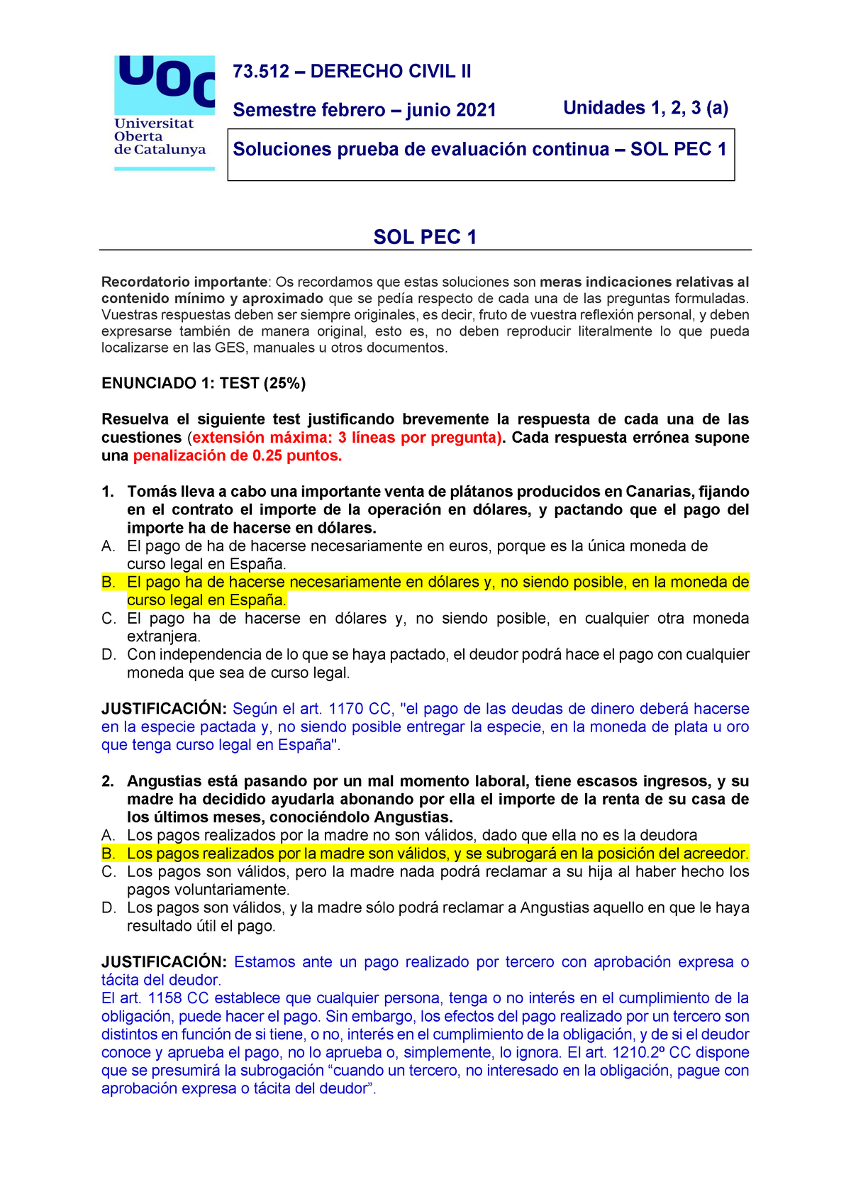 73 - PEC - 73 – DERECHO CIVIL II Semestre Febrero – Junio 2021 Unidades ...