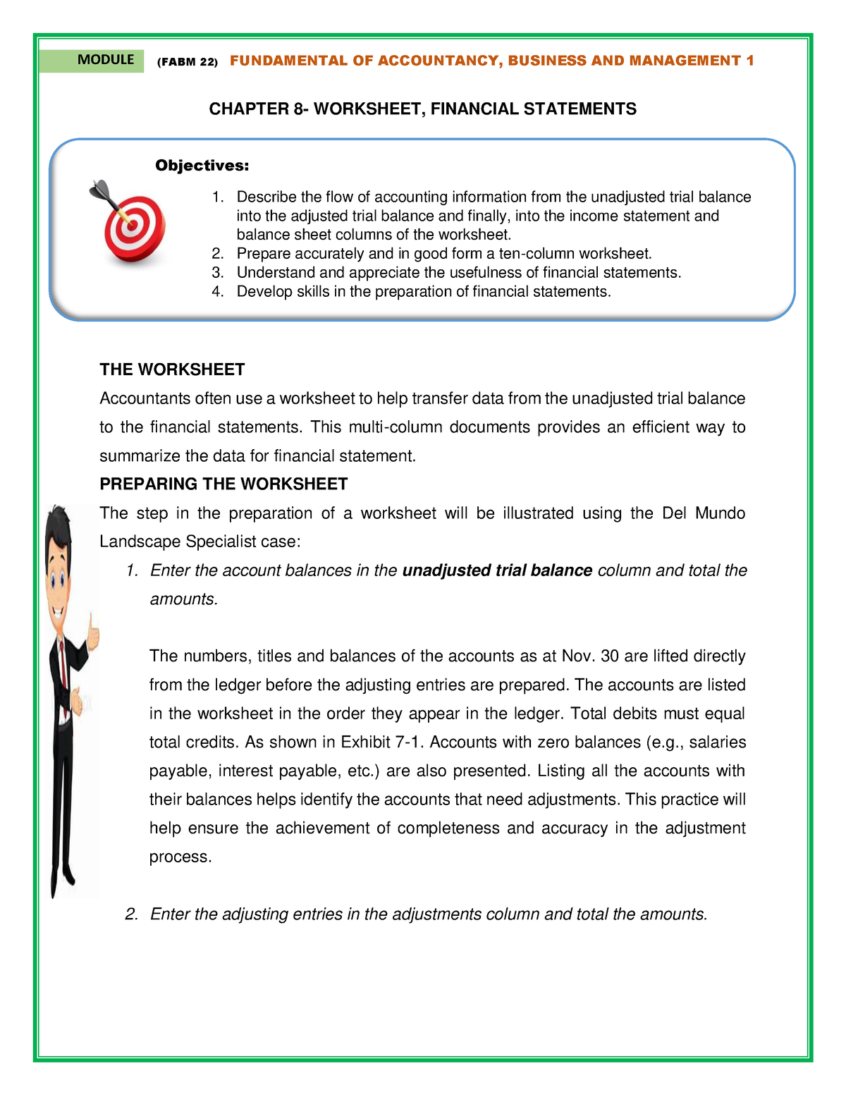 Chapter 8 Worksheet Financial Statements - (FABM 22) FUNDAMENTAL OF ...