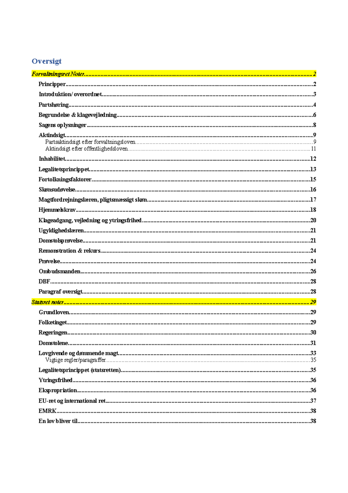 Fovaltningsret Noter - Oversigt Forvaltningsret - Studocu