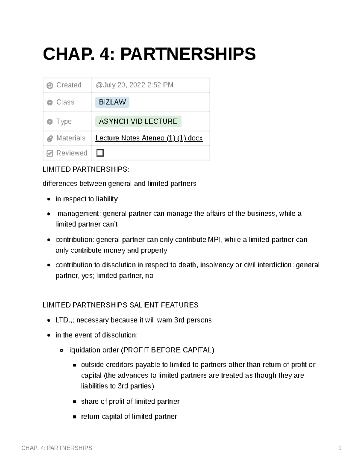 CHAP - Lecture Notes - Accountancy - CHAP. 4: PARTNERSHIPS 1 CHAP. 4 ...