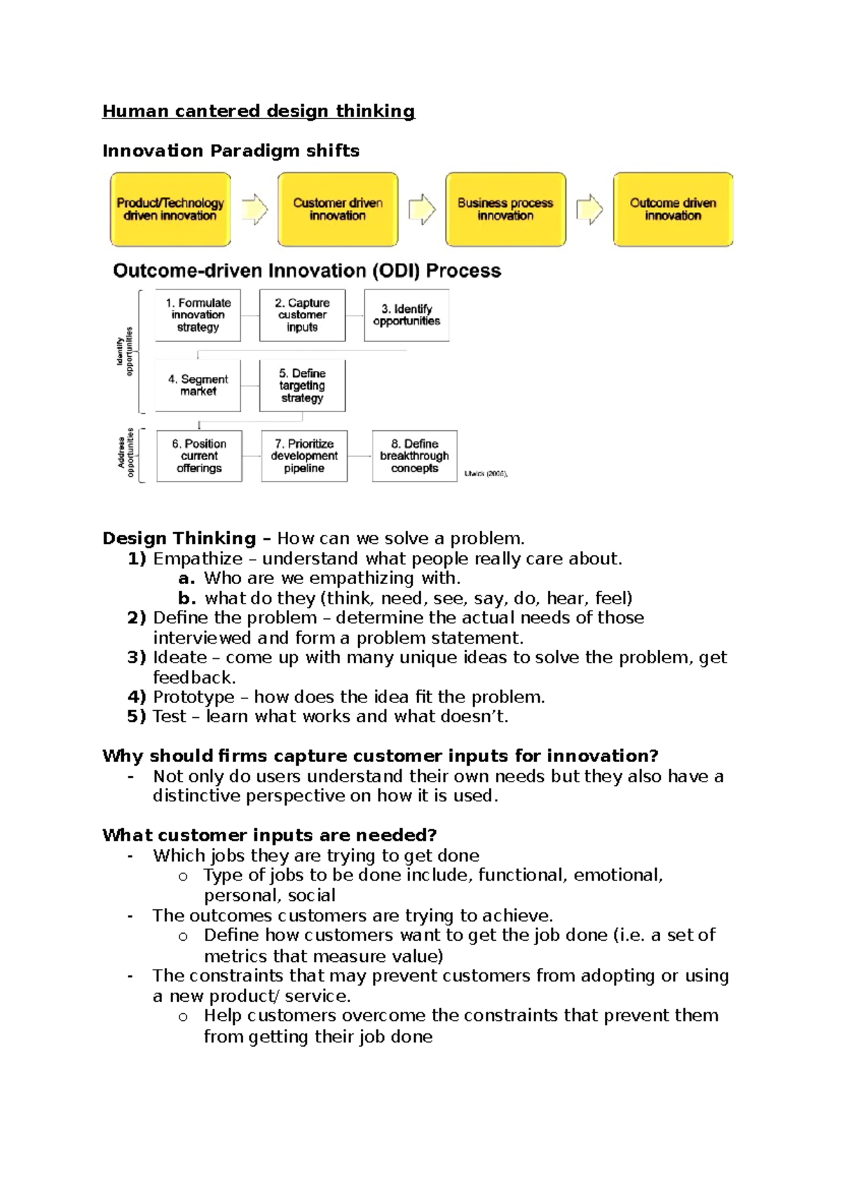 Week3 - lecture notes - Human cantered design thinking Innovation ...