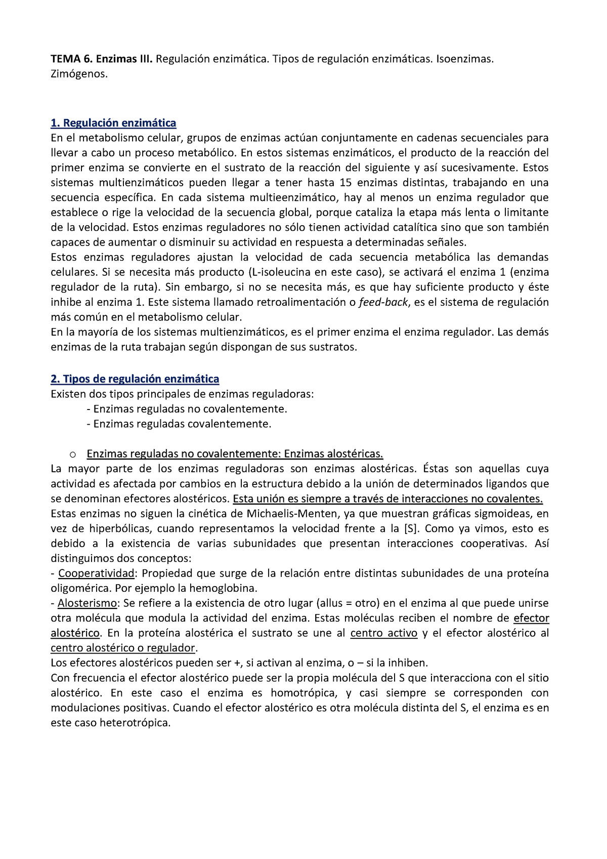 Tema 6 Enzimas Iii Apuntes 6 Tema 6 Enzimas Iii Regulación