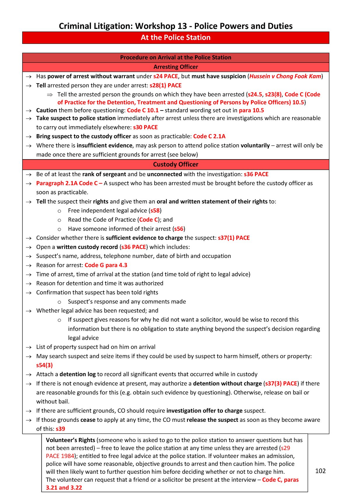 Workshop 13 Police Powers And Duties - 102 Criminal Litigation ...