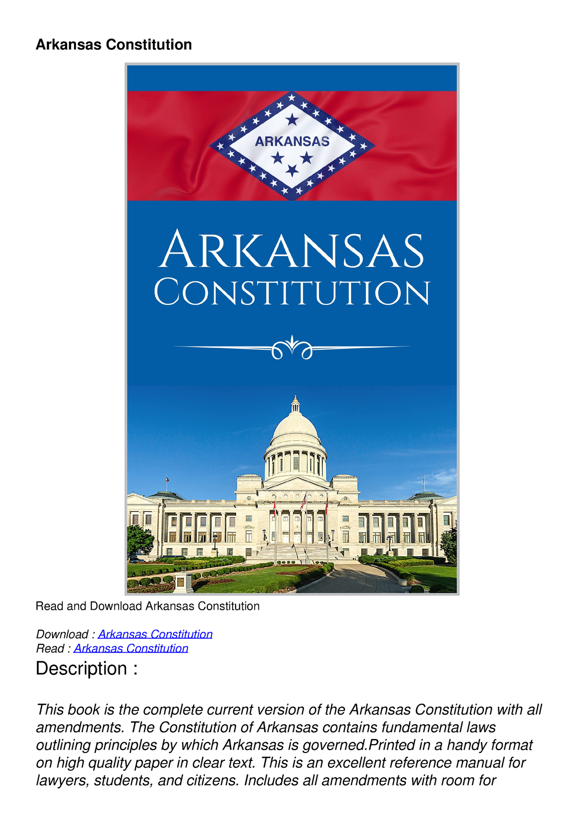 Arkansas-Constitution - Arkansas Constitution Read And Download ...