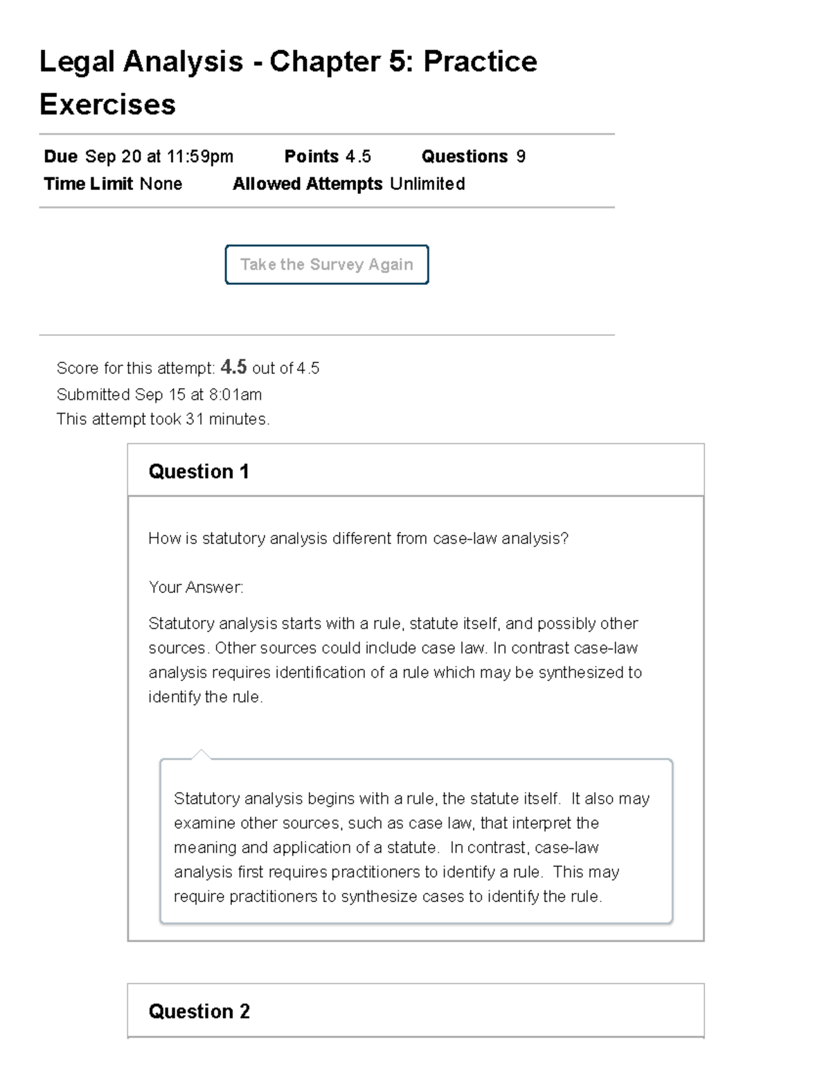 Legal Analysis Chapter 5 Practice Exercises SDO 501 Legal Analysis