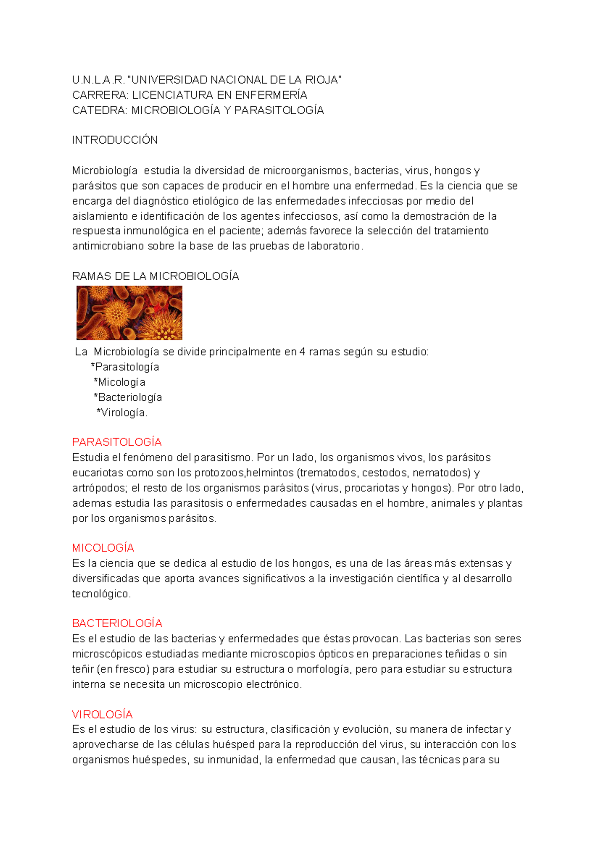 Microbiología y discount parasitología carrera