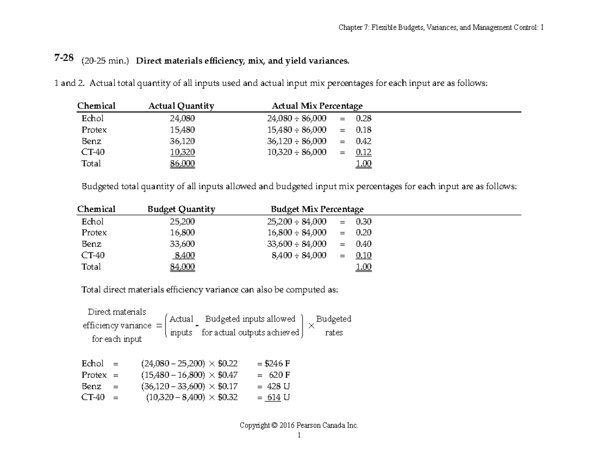 July 21, 2017 - Practice - Chapter 7: Flexible Budgets, Variances, And ...