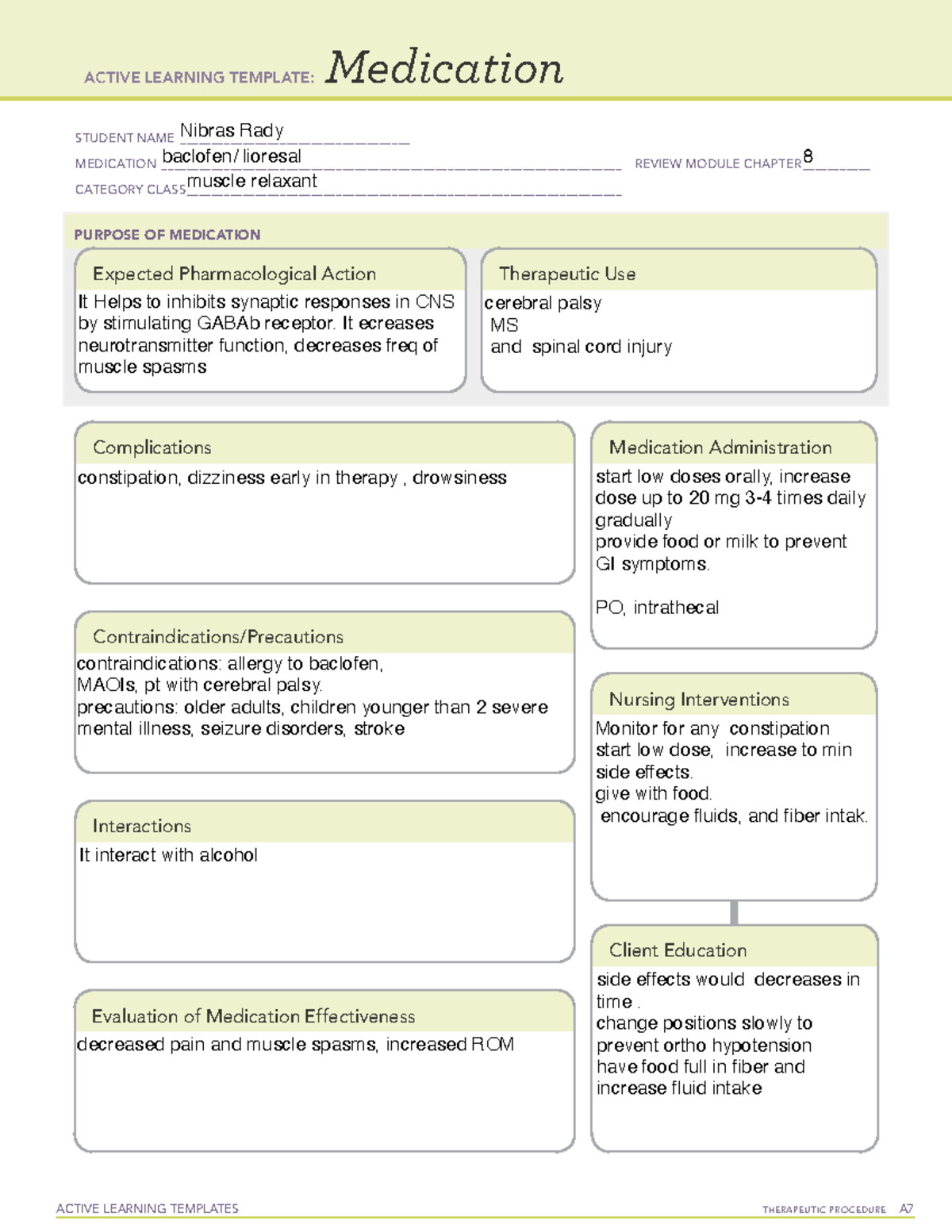 Baclofen: lioresal - Alt - ACTIVE LEARNING TEMPLATES THERAPEUTIC ...