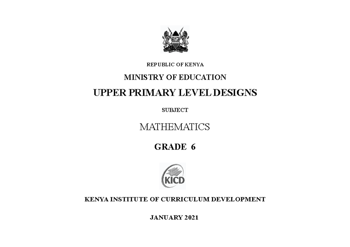 Maths 23 1 2021 - Good - REPUBLIC OF KENYA MINISTRY OF EDUCATION UPPER ...