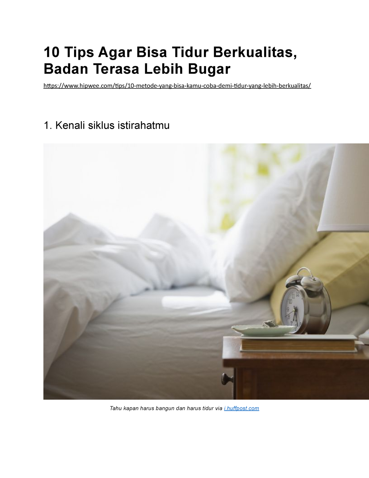 Tips Agar Bisa Tidur Berkualitas, Badan Terasa Lebih Bugar - 10 Tips ...