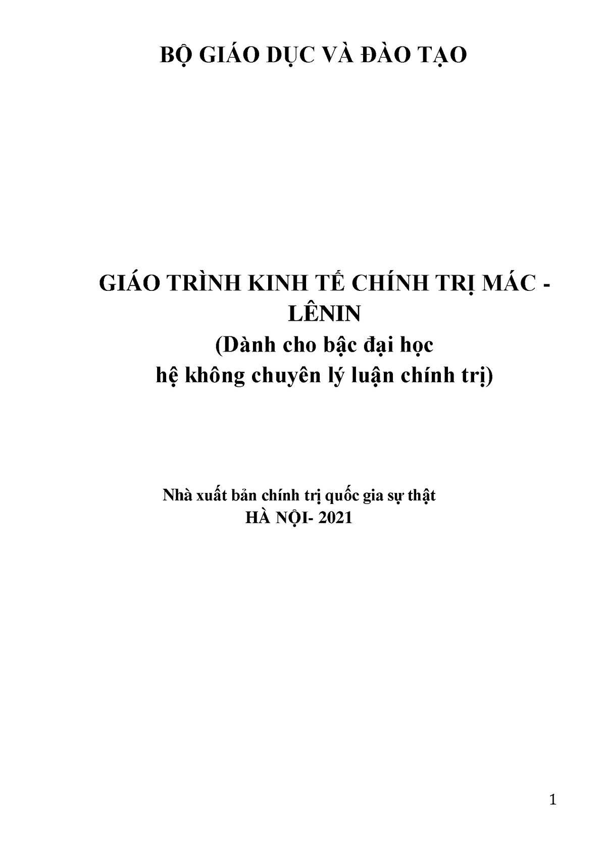 GIAO Trinh KINH TE Chinh TRI MAC - Lenin 2021 - Kinh tế chính trị mác ...