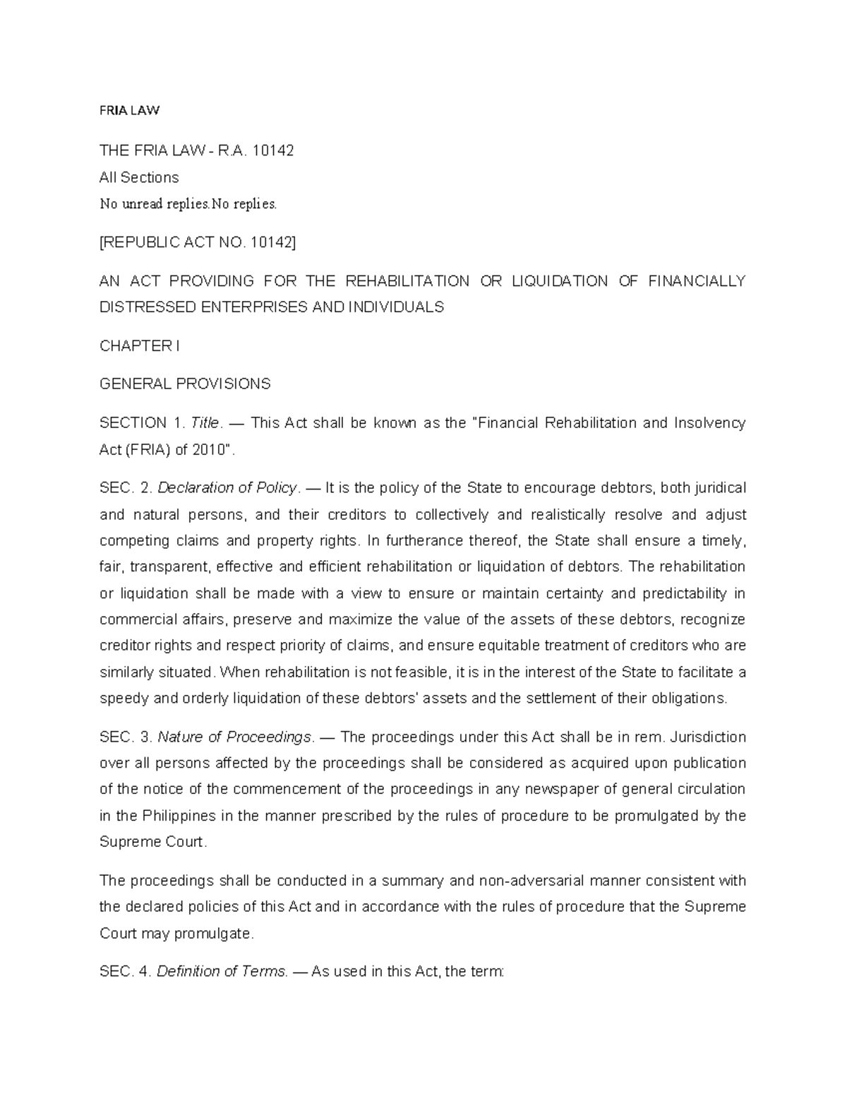 FRIA LAW Review - please - FRIA LAW THE FRIA LAW - R. 10142 All ...