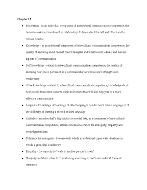 Intercultural Communication Chapter 1 Notes - Chapter 2 Worldview ...