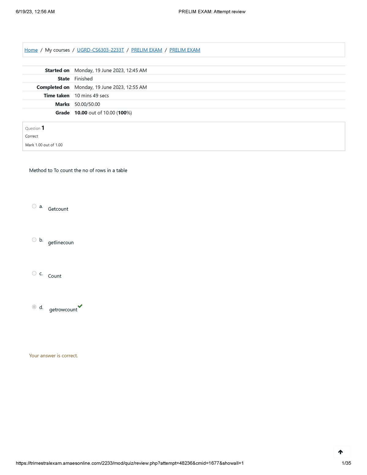 Prelim EXAM Load Testing - Home / My Courses / UGRD-CS6303-2233T ...