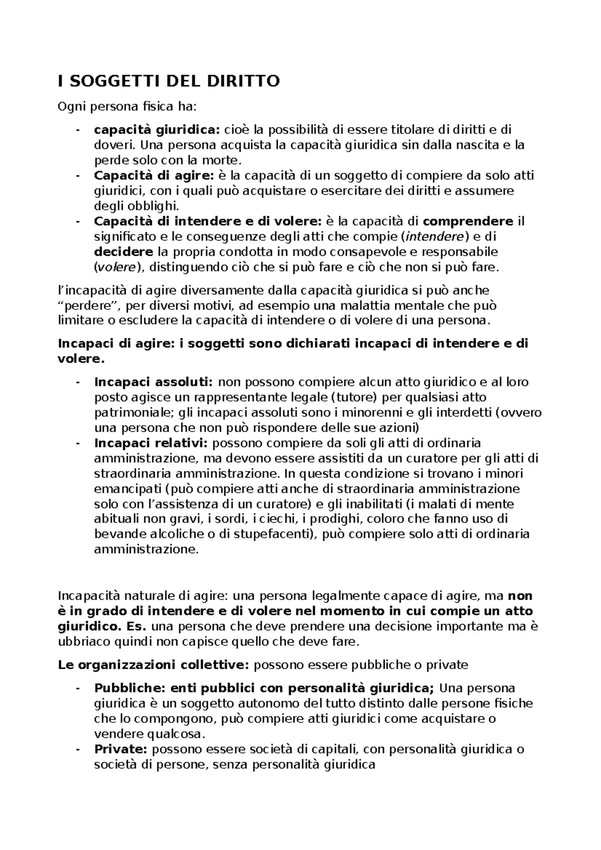 I Soggetti DEL Diritto I SOGGETTI DEL DIRITTO Ogni persona fisica ha