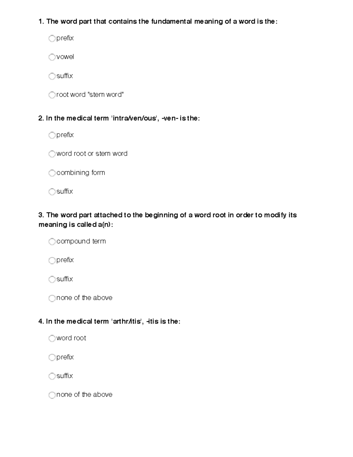 self-test-1-practice-for-exam-1-1-the-word-part-that-contains-the-fundamental-meaning-of-a