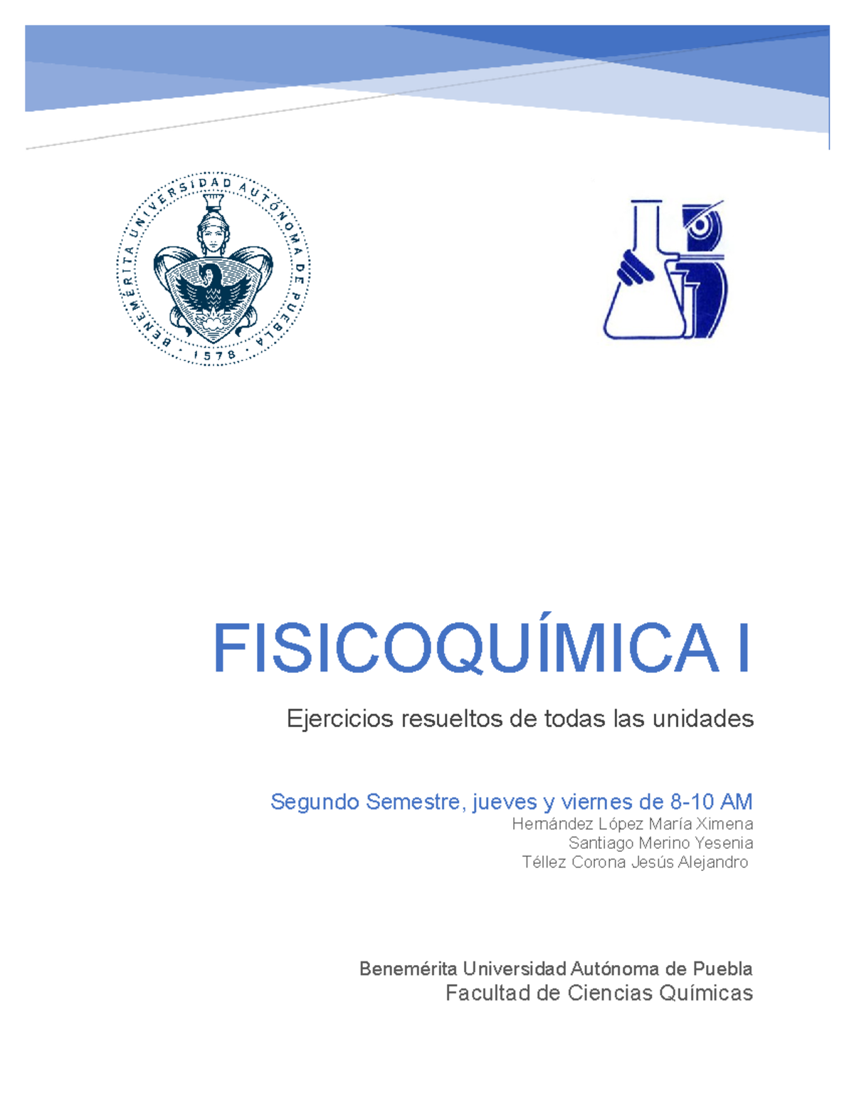 Fisicoquímica Práctica De Fq 1 Benemérita Universidad Autónoma De Puebla Facultad De 6736