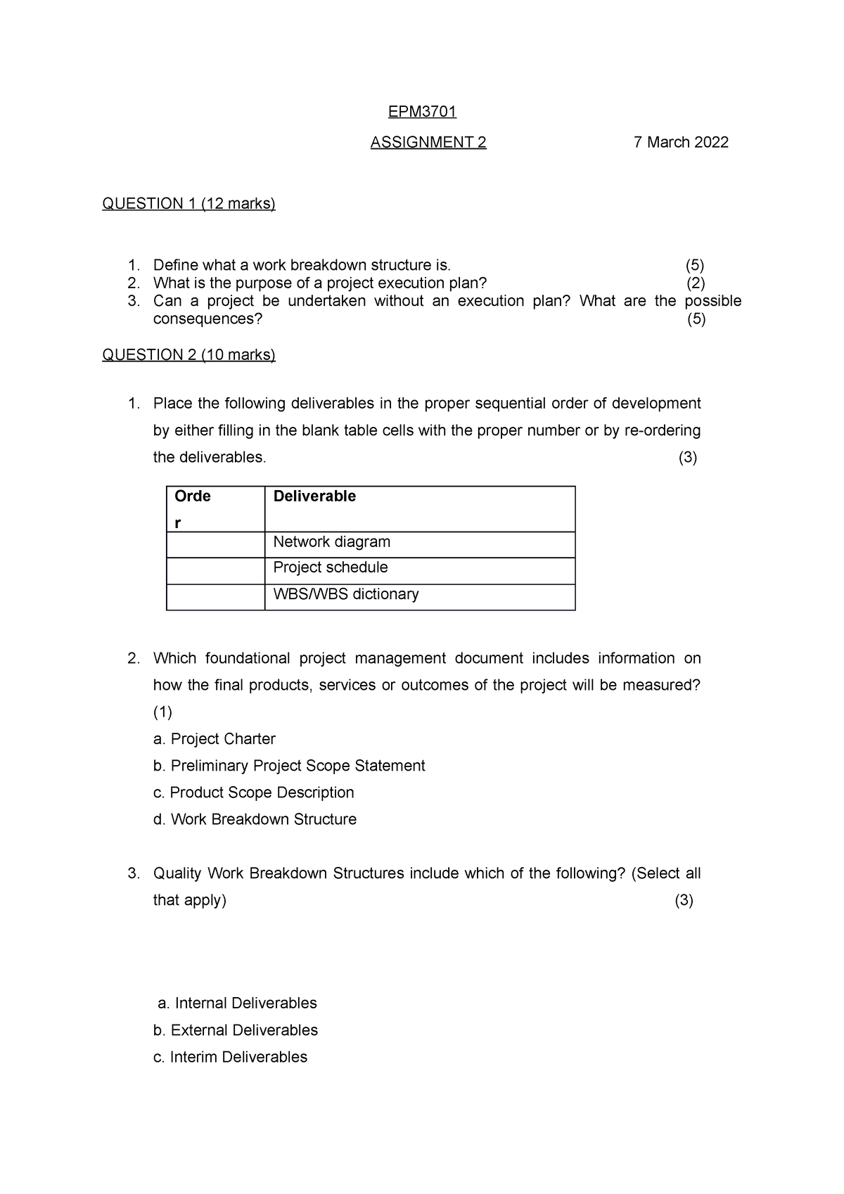 unisa assignment marks