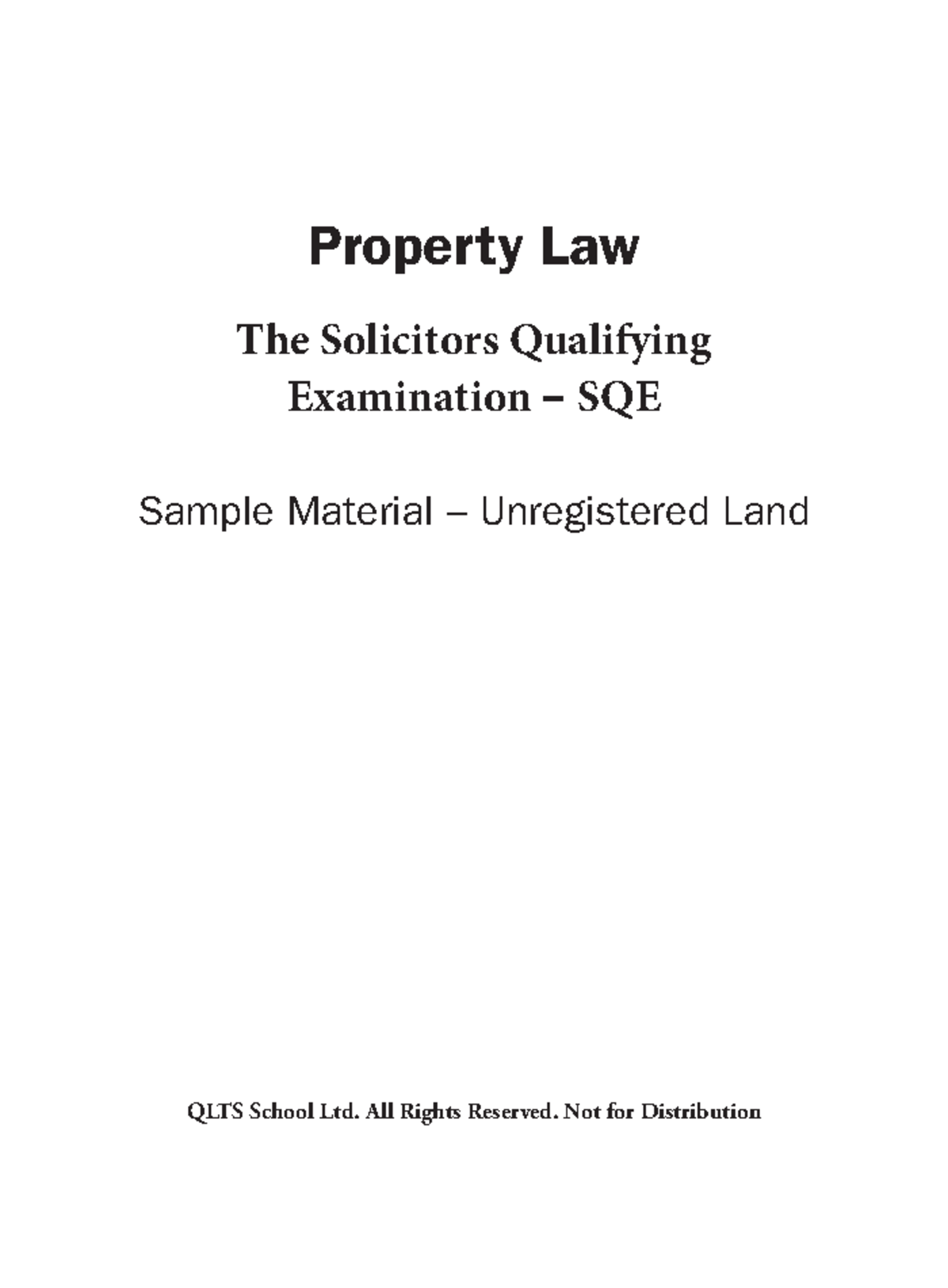 SQE Property Law Unregistered Land Property Law The Solicitors
