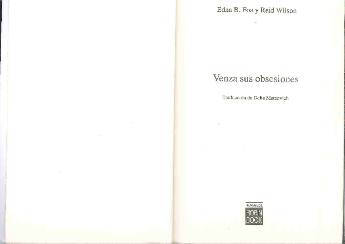 Edna B. Foa Reid Wilson Venza Sus Obsesiones - Trastornos en adultos ...