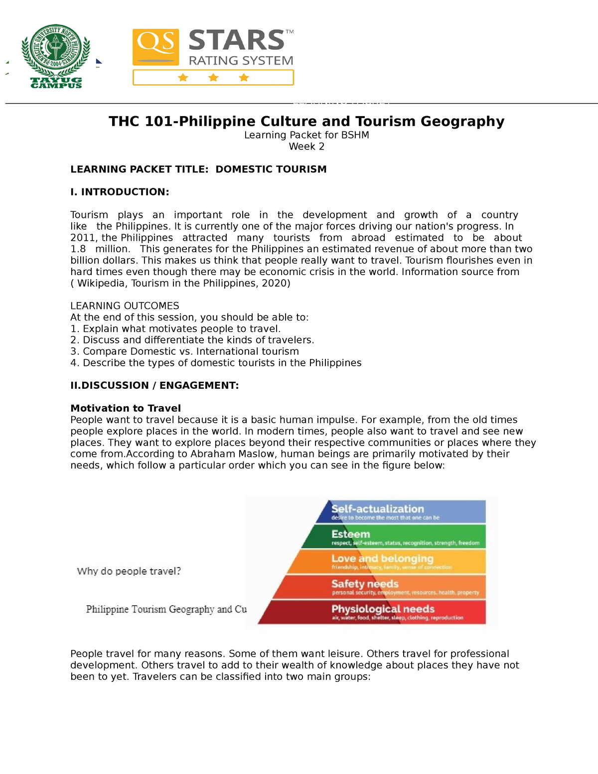 tourism curriculum in the philippines