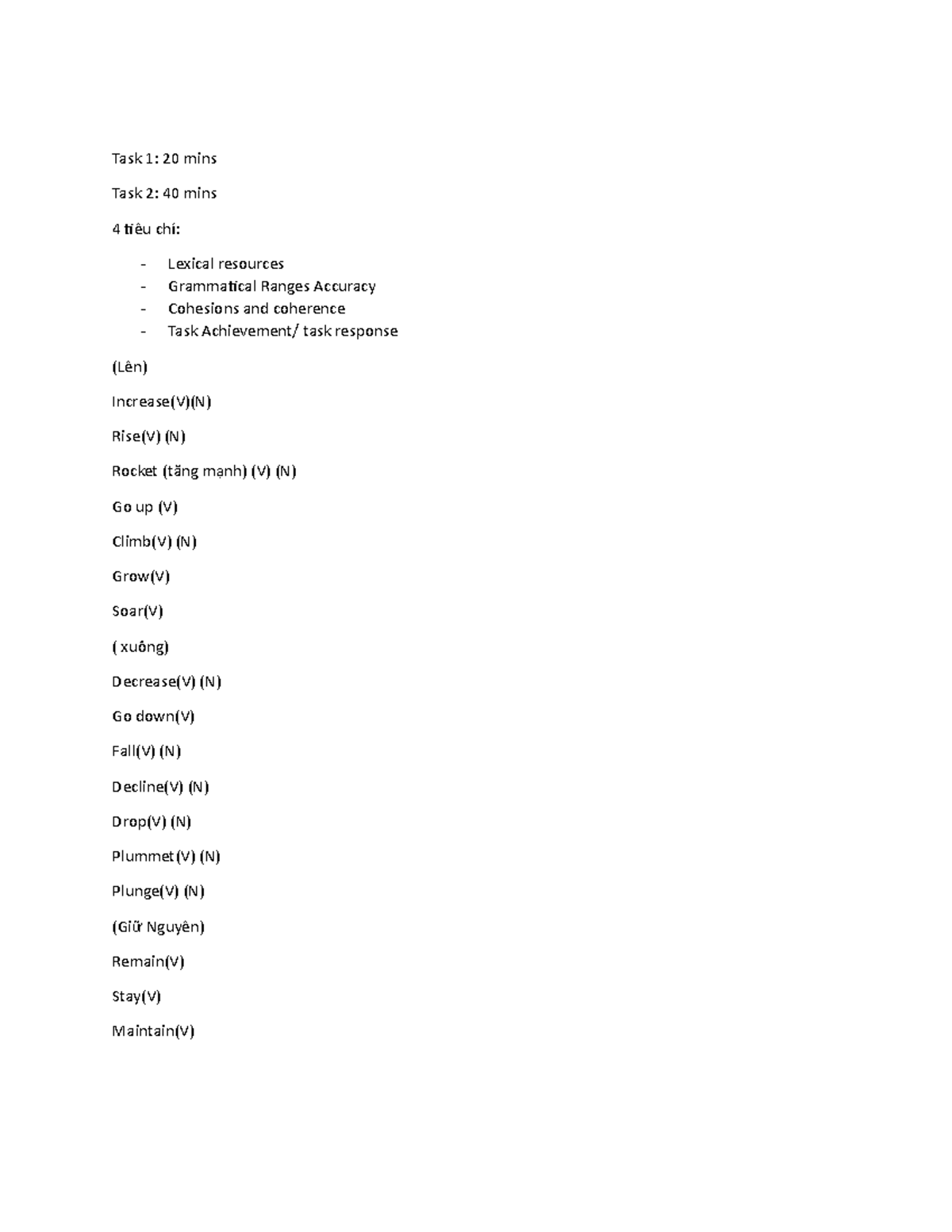 Task 1 - rrrr - Task 1: 20 mins Task 2: 40 mins 4 tiêu chí: Lexical ...