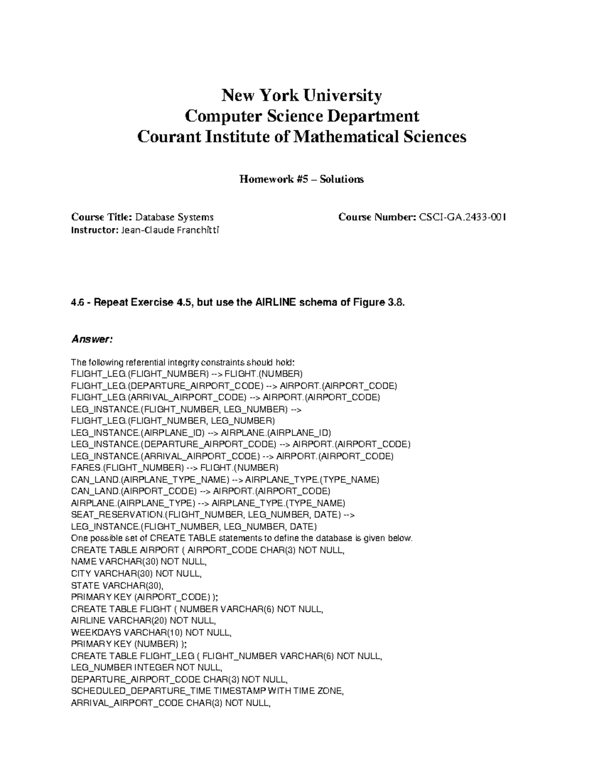 Homework 5 Solutions answer New York University Computer Science
