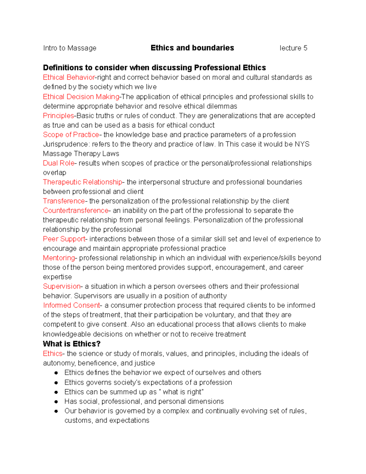 Intro to Massage Lecture 5 - Intro to Massage Ethics and boundaries ...