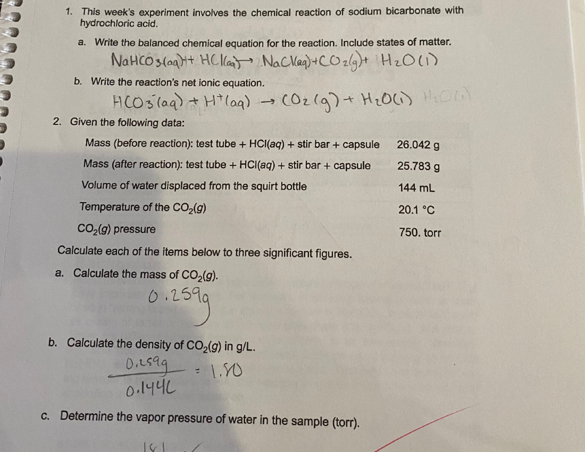 Exp6PL - Pre-lab questions for chemistry 123. Always done before the ...