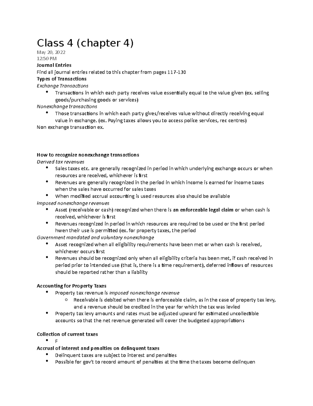 Class 4 (chapter 4) Class 4 (chapter 4) May 20, 2022 1250 PM Journal