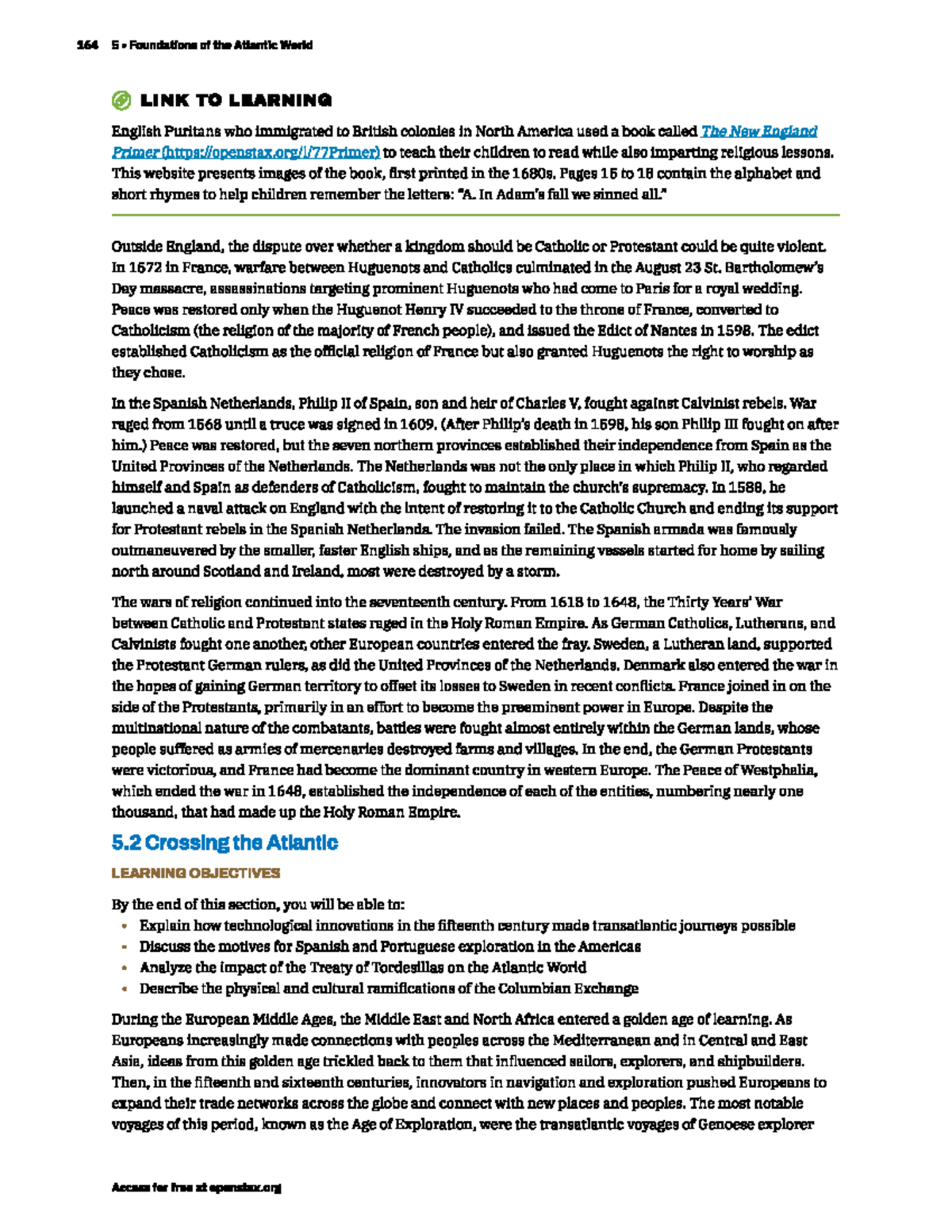 5.2 World History - Section of the required chapter - 164 5 Foundations ...