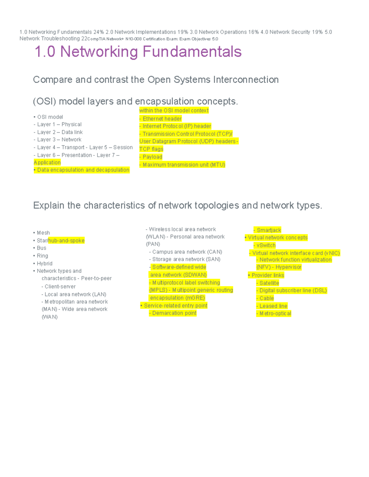 Comptia-network-n10-008-exam-objectives-(2-0) - 1 Networking ...