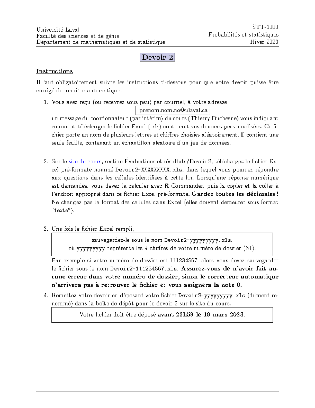 Devoir 2 - Universit ́e Laval Facult ́e Des Sciences Et De G ́enie D ...