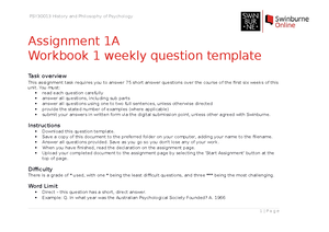 Studocu - assignment one short questions - PSY30013 Assignment Short ...