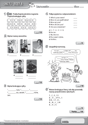 Evolution Plus Klasa 4 Unit 1 Test B - UNIT 1 TEST B 01 Posłuchaj ...