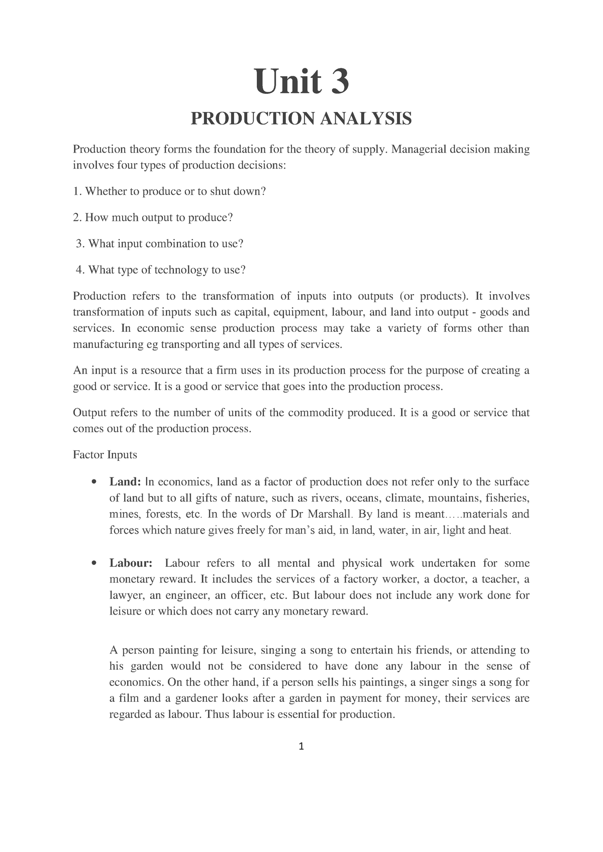 UNIT3-Production Analysis - Unit 3 PRODUCTION ANALYSIS Production ...