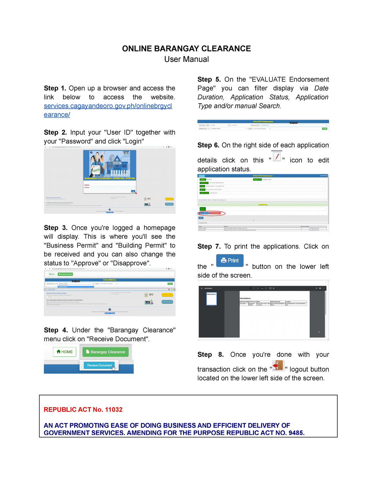 Online Barangay Clearance - ONLINE BARANGAY CLEARANCE User Manual Step ...