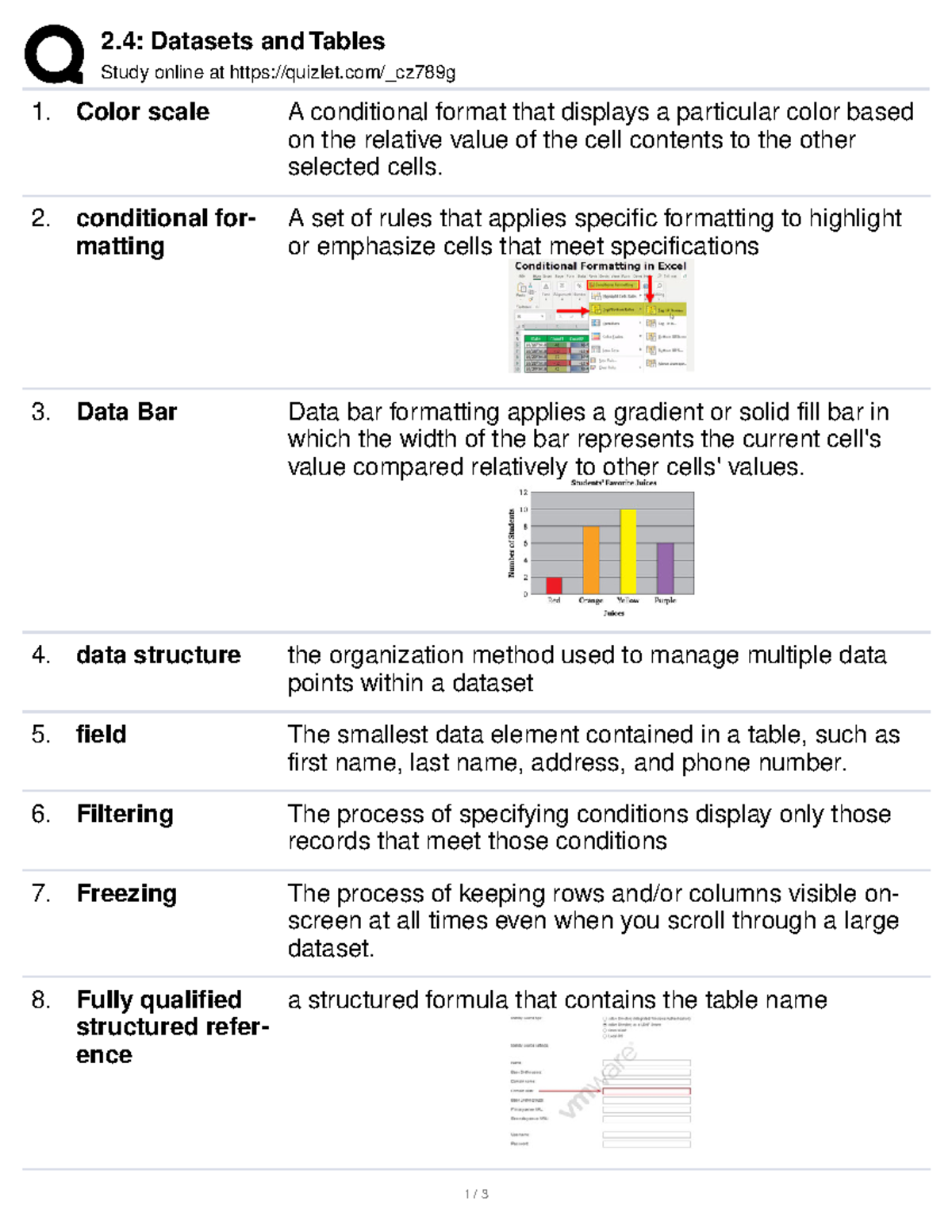 2.4 Datasets and Tables 2 Datasets and Tables Study online at
