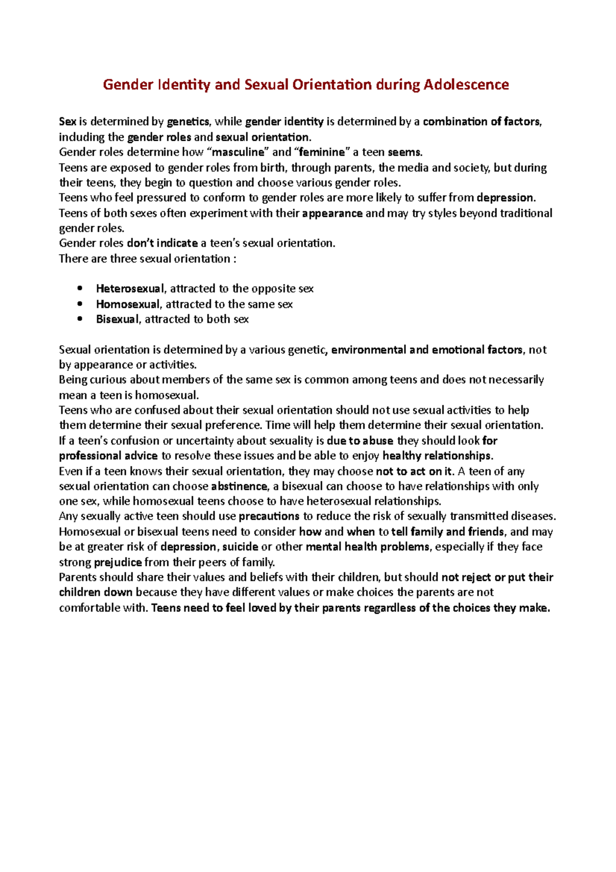 Gender Identity and Sexual Orientation during Adolescence - Gender ...