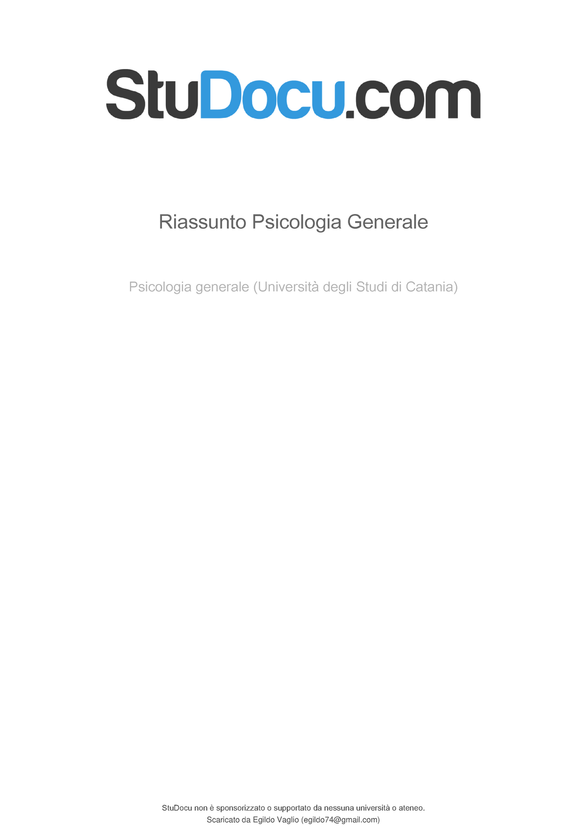 Riassunto-psicologia-generale - StuDocu Non è Sponsorizzato O ...